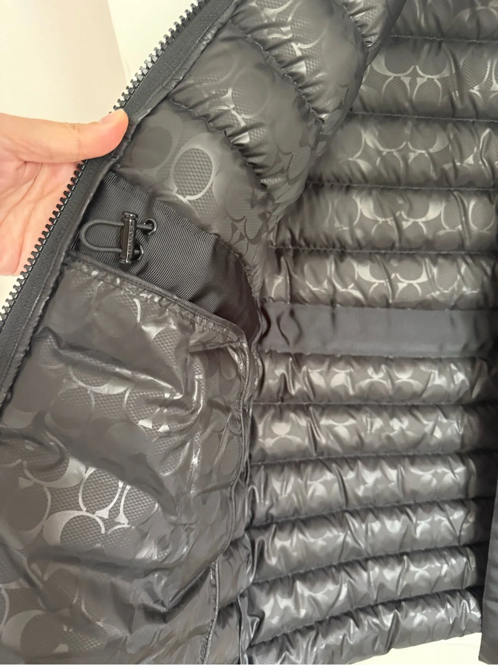 Coach Black Quilted Puffer Jacket with Faux Fur Trim